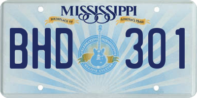 MS license plate BHD301