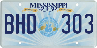 MS license plate BHD303