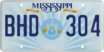 MS license plate BHD304