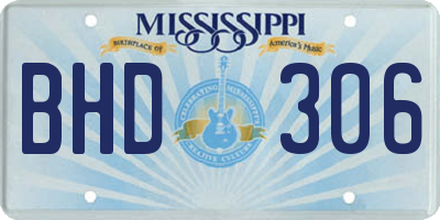 MS license plate BHD306