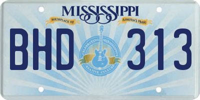 MS license plate BHD313