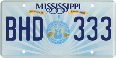 MS license plate BHD333