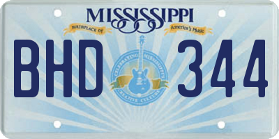 MS license plate BHD344