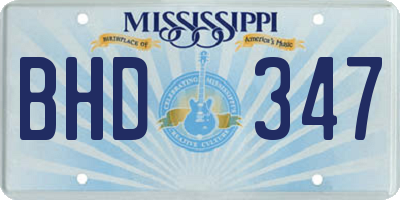 MS license plate BHD347