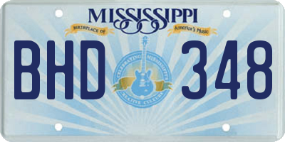 MS license plate BHD348