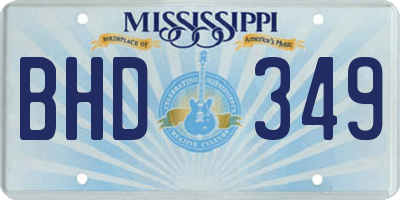 MS license plate BHD349