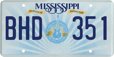 MS license plate BHD351