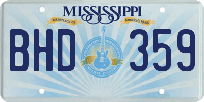 MS license plate BHD359