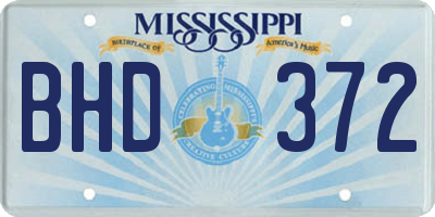 MS license plate BHD372