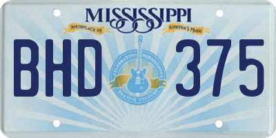 MS license plate BHD375