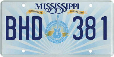 MS license plate BHD381