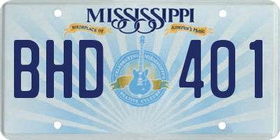 MS license plate BHD401