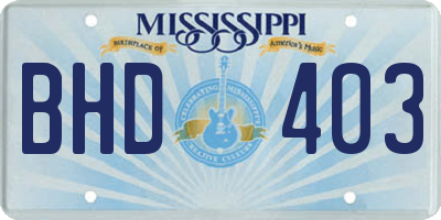 MS license plate BHD403