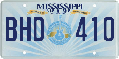 MS license plate BHD410