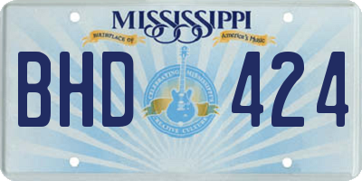 MS license plate BHD424