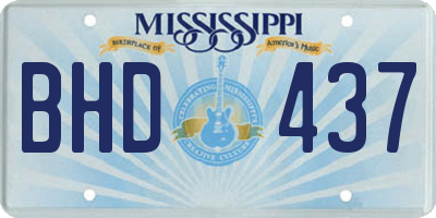 MS license plate BHD437