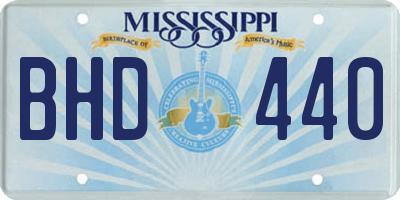 MS license plate BHD440