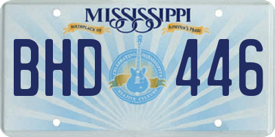 MS license plate BHD446