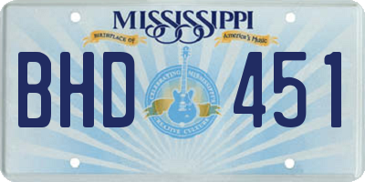 MS license plate BHD451