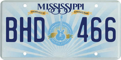 MS license plate BHD466