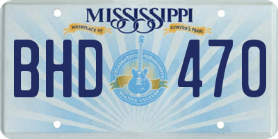 MS license plate BHD470