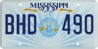 MS license plate BHD490