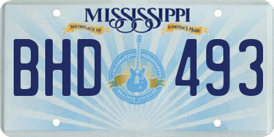 MS license plate BHD493