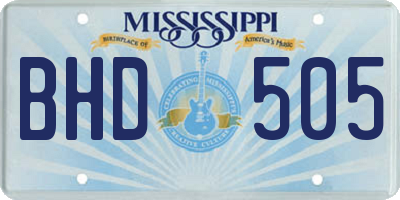 MS license plate BHD505