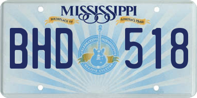 MS license plate BHD518