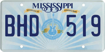 MS license plate BHD519