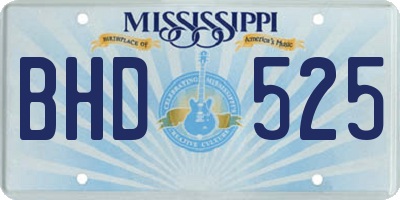 MS license plate BHD525