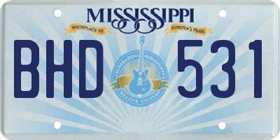 MS license plate BHD531