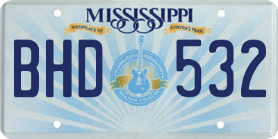 MS license plate BHD532