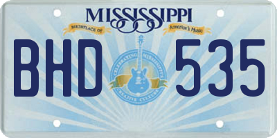 MS license plate BHD535