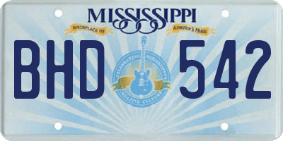 MS license plate BHD542