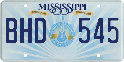 MS license plate BHD545