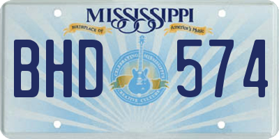 MS license plate BHD574