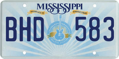 MS license plate BHD583