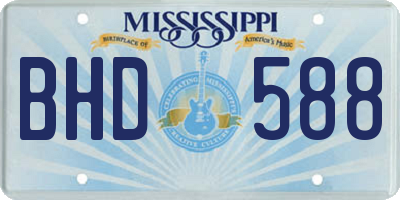 MS license plate BHD588