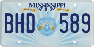 MS license plate BHD589