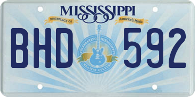 MS license plate BHD592