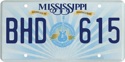 MS license plate BHD615