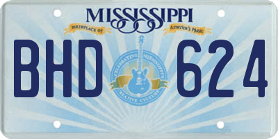 MS license plate BHD624