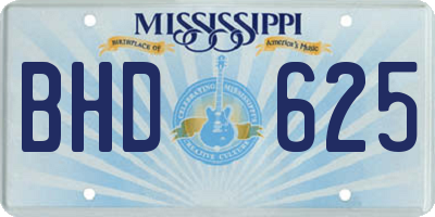 MS license plate BHD625