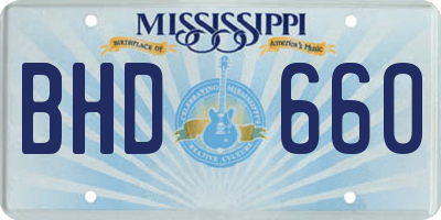 MS license plate BHD660