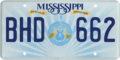 MS license plate BHD662