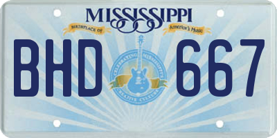 MS license plate BHD667