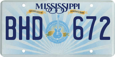 MS license plate BHD672
