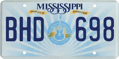 MS license plate BHD698