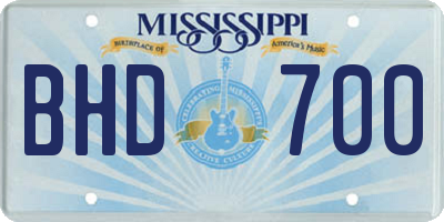 MS license plate BHD700